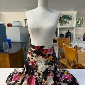 Kimchi Blue Black and Pink Floral A-Line Skirt